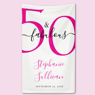 Fifty and Fabulous Pink 50th Birthday Party  Banner