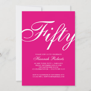 Fifty and Fabulous Pink 50th Birthday Party Invitation