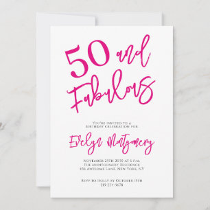 Fifty and Fabulous Pink 50th Birthday Party  Invitation