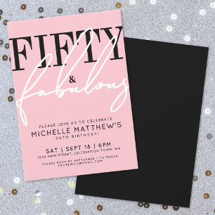 Fifty And Fabulous Pink 50th Birthday Party Invitation