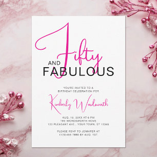 Fifty and Fabulous Pink 50th Birthday Party Invitation