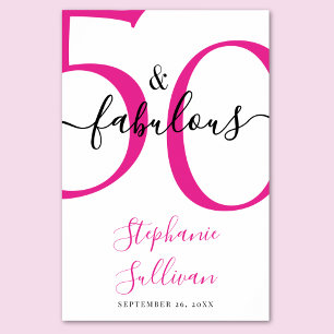 Fifty and Fabulous Pink 50th Birthday Party  Poster