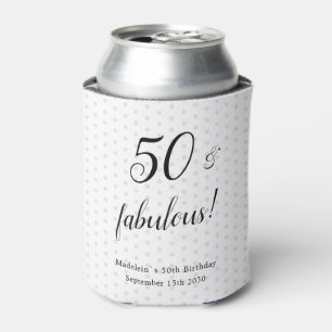 Fifty and Fabulous Pink Black 50th Birthday Can Cooler