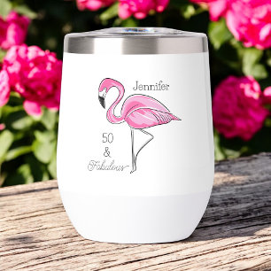 Fifty and Fabulous Pink Flamingo Custom