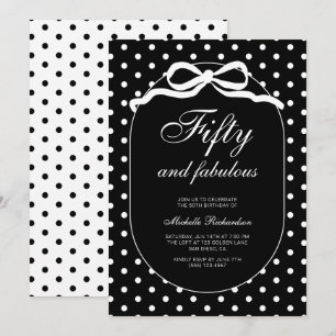 Fifty and Fabulous Polka Dot 50th Birthday Party Invitation