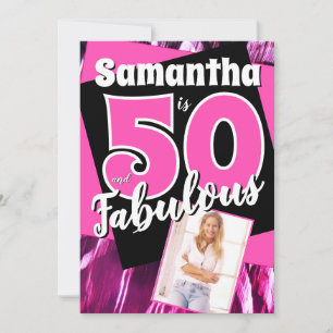 Fifty and Fabulous Retro Pink 50th Birthday Invitation