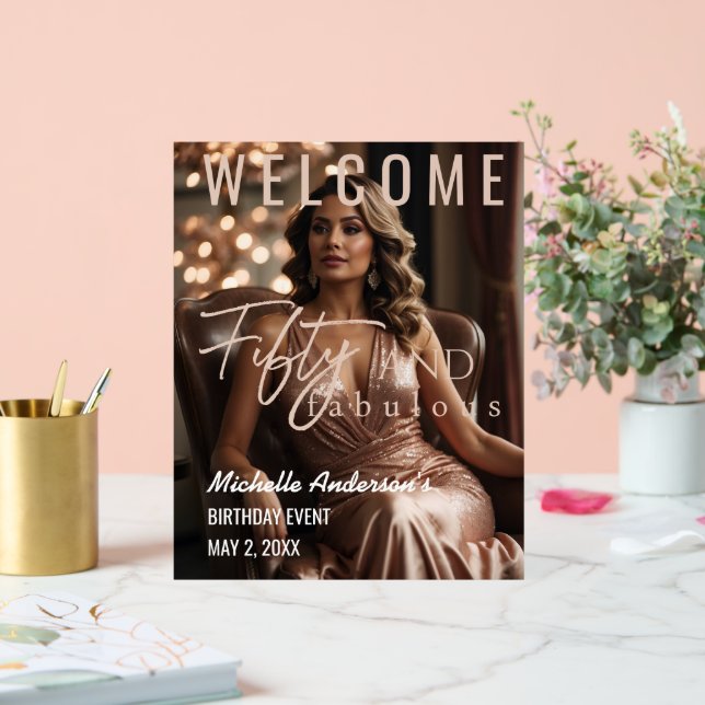 Fifty and Fabulous Rose Gold Acrylic Table Sign  (Wedding)