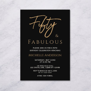 Fifty and Fabulous Rose Gold Elegance Invitation