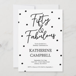 Fifty and Fabulous Script 50th Birthday Invitation