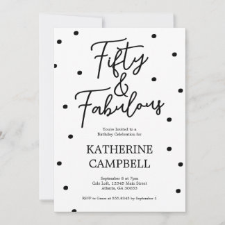 Fifty and Fabulous Script 50th Birthday Invitation