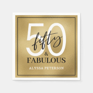 Fifty and Fabulous Script 50th Birthday Napkin