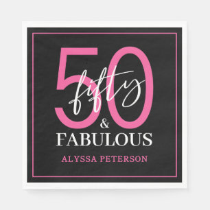 Fifty and Fabulous Script 50th Birthday Napkin