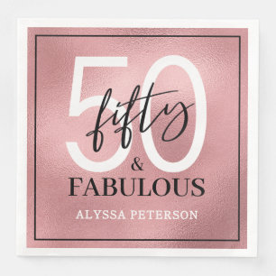 Fifty and Fabulous Script 50th Birthday Napkin