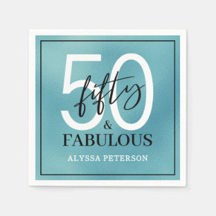 Fifty and Fabulous Script 50th Birthday Napkin