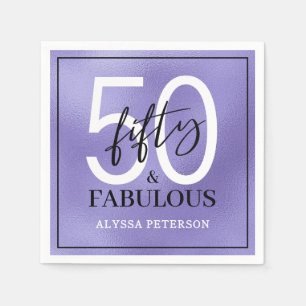 Fifty and Fabulous Script 50th Birthday Napkin