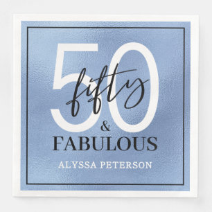Fifty and Fabulous Script 50th Birthday Napkin