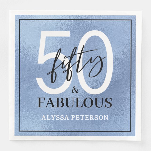 Fifty and Fabulous Script 50th Birthday Napkin (Front)