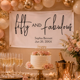 Fifty and Fabulous Script 50th Birthday Party  Banner