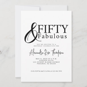 Fifty and Fabulous Script 50th Birthday Party Invitation