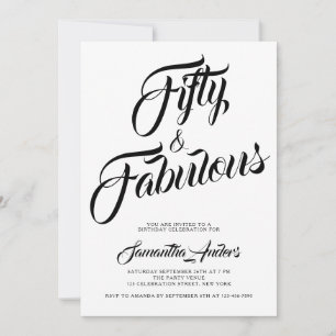 Fifty and Fabulous Script 50th Birthday Party Invitation