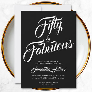 Fifty and Fabulous Script 50th Birthday Party Invitation