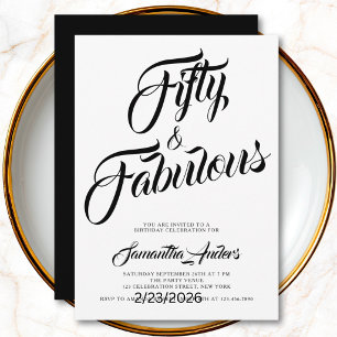 Fifty and Fabulous Script 50th Birthday Party Invitation