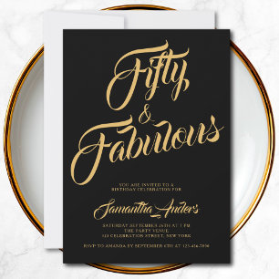 Fifty and Fabulous Script 50th Birthday Party Invitation