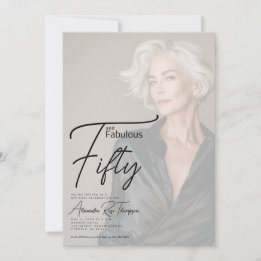 Fifty and Fabulous Script 50th Birthday Party Invitation