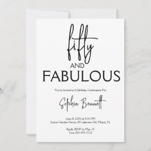 Fifty and Fabulous Script 50th Birthday Party Invitation