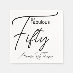 Fifty and Fabulous Script 50th Birthday Party Napkin