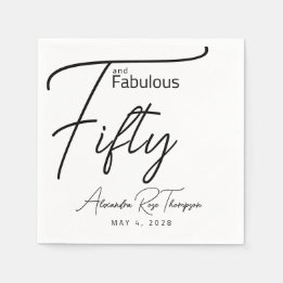 Fifty and Fabulous Script 50th Birthday Party Napkin