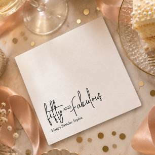 Fifty and Fabulous Script 50th Birthday Party Napkin