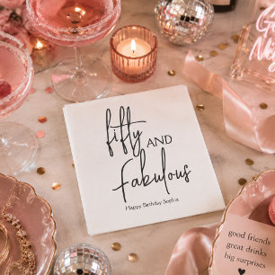 Fifty and Fabulous Script 50th Birthday Party Napkin
