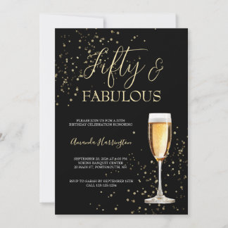 Fifty And Fabulous Script Elegant 50th Birthday Invitation
