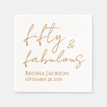 Fifty And Fabulous Script Gold 50th Birthday Party