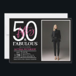 Fifty and Fabulous Script Photo 50th Birthday  Invitation<br><div class="desc">This 50 & Fabulous black,  white and hot pink photo 50th birthday party invitation is perfect for your loved one who's turning fifty!  It's fonts are trendy yet classic.  And your photo makes it unique just like her!</div>