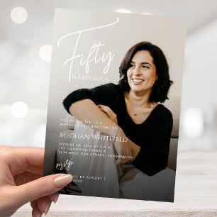 Fifty and Fabulous Script Photo 50th Birthday Invitation