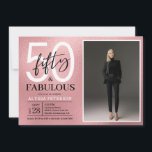 Fifty and Fabulous Script Photo 50th Birthday Invitation<br><div class="desc">This 50 & Fabulous rose gold foil black and white and photo 50th birthday party invitation is perfect for your loved one who's turning fifty!  It's fonts are trendy yet classic.  And your photo makes it unique just like her!</div>