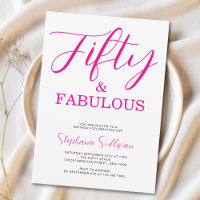 Fifty and Fabulous Script Pink 50th Birthday Party