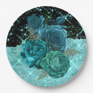 Fifty and Fabulous   Teal 50th Birthday Design   Paper Plate