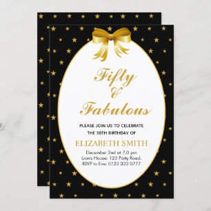 Fifty and Fabulous with golden stars Invitation