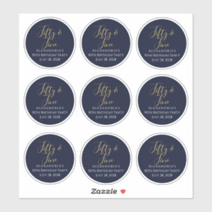 Fifty and Fine 50th Birthday Cup Decals Navy Gold