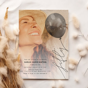 Fifty Balloon String   Photo 50th Birthday Party Invitation
