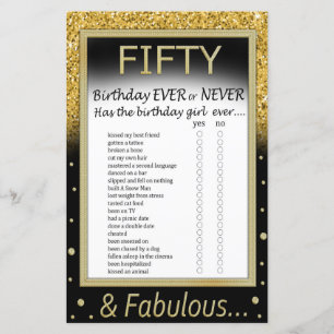 Fifty Birthday Ever or Never Game