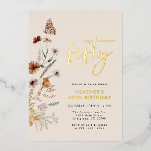 Fifty Birthday Foil Invitation