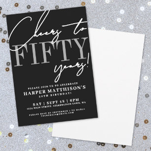 Fifty Black 50th Birthday Party Invitation