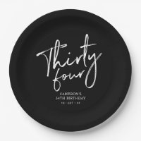 Fifty Black Modern Lettering 34th Birthday Party P