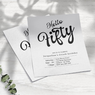 Fifty Black White Budget 50th Birthday Invitation Flyer