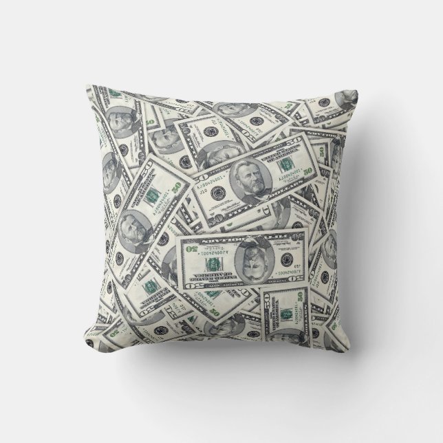 Fifty Dollar Bill Money Pattern Cushion (Front)