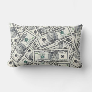 Fifty Dollar Bill Money Pattern Lumbar Cushion